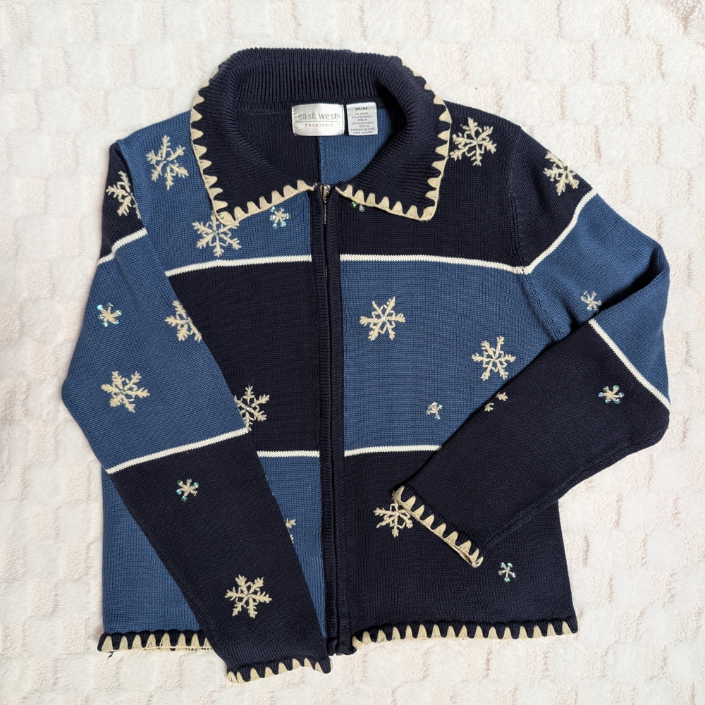 Snowflake Patchwork Patterned Cardigan